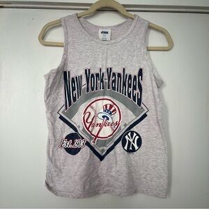 New York Yankees Kids Tank Top Boys size 12/14 MLB 90s gray baseball shirt